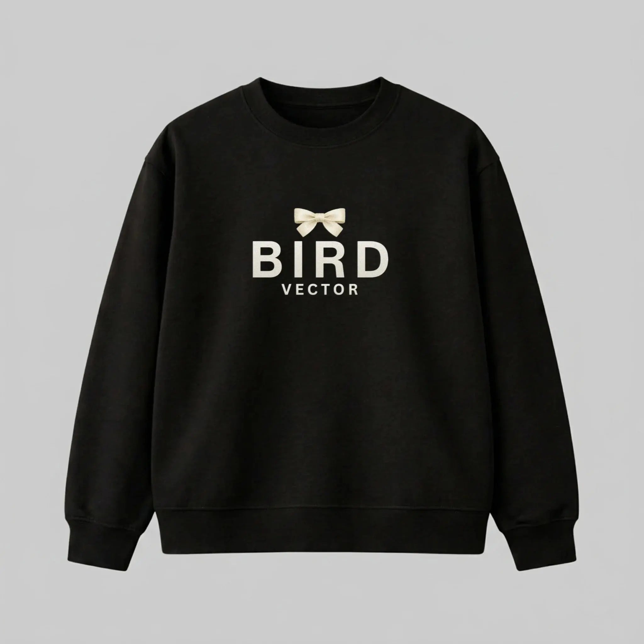 Cream Bow Aesthetic Sweatshirt Black |Bird Vector Bird Vector