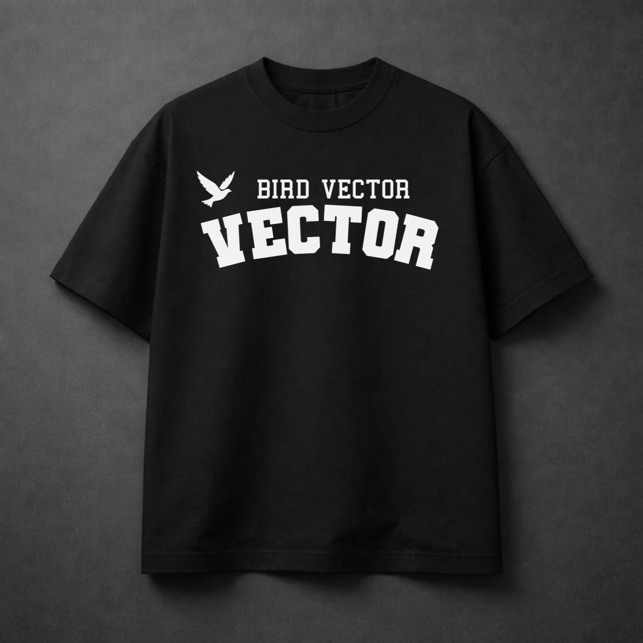 Bird Vector “Vector” graphic heavyweight black t-shirt front view