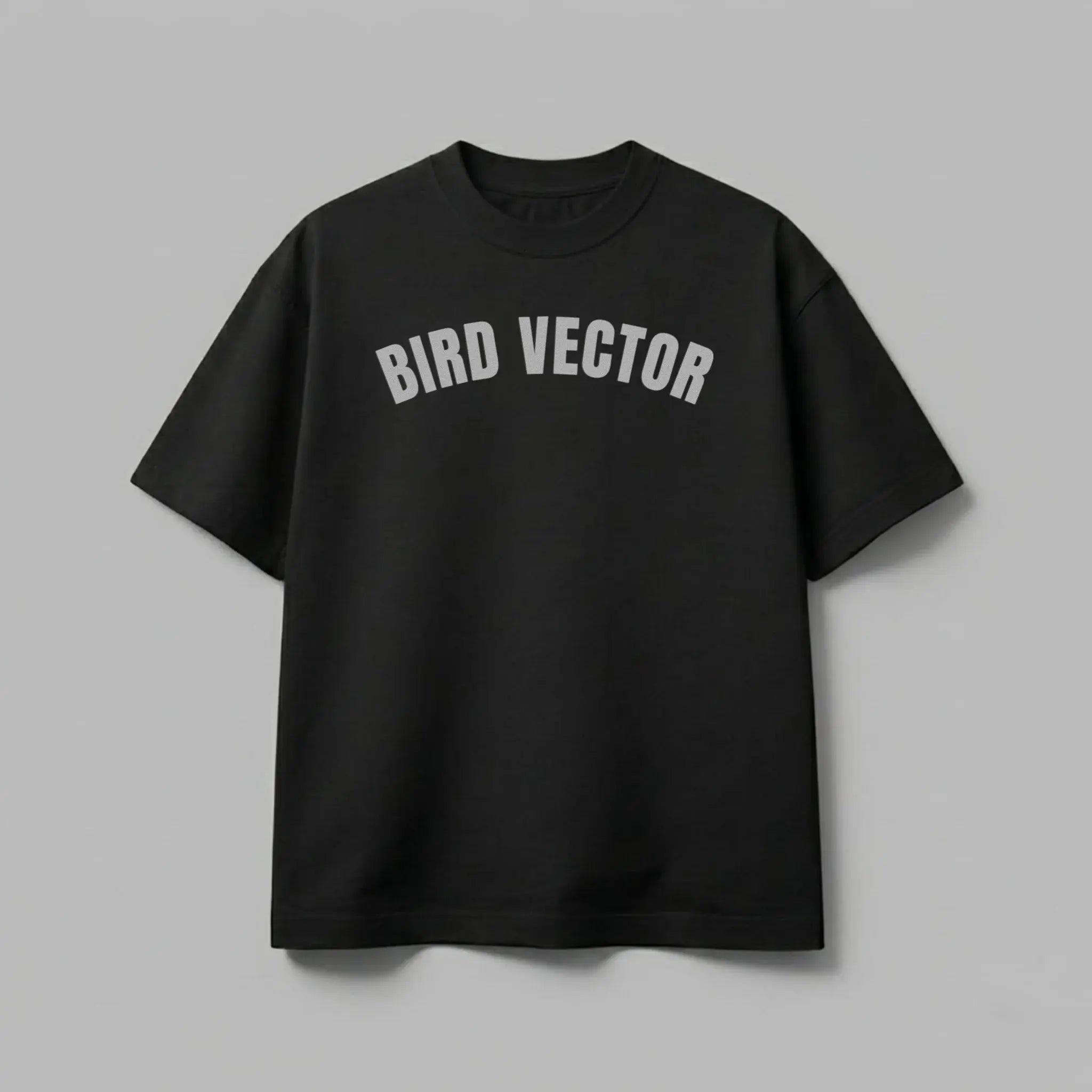 Bird Vector brand black t-shirt with grey  graphic text.