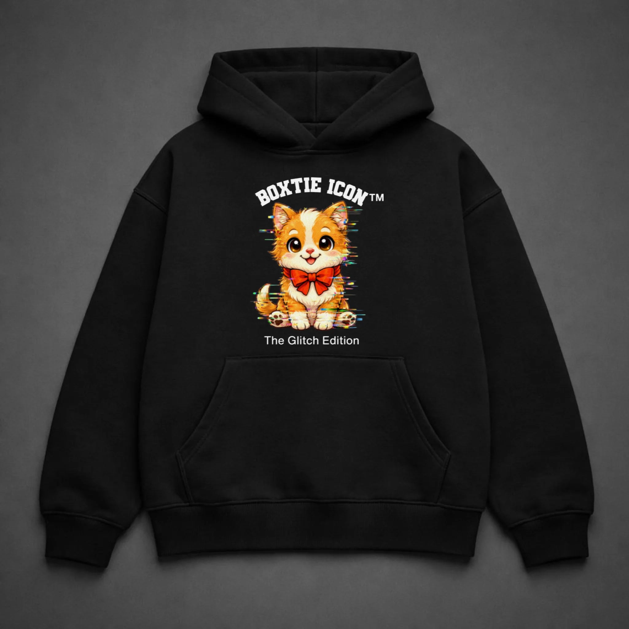 Boxtie Icon™ Cat — Premium Hoodie — Black