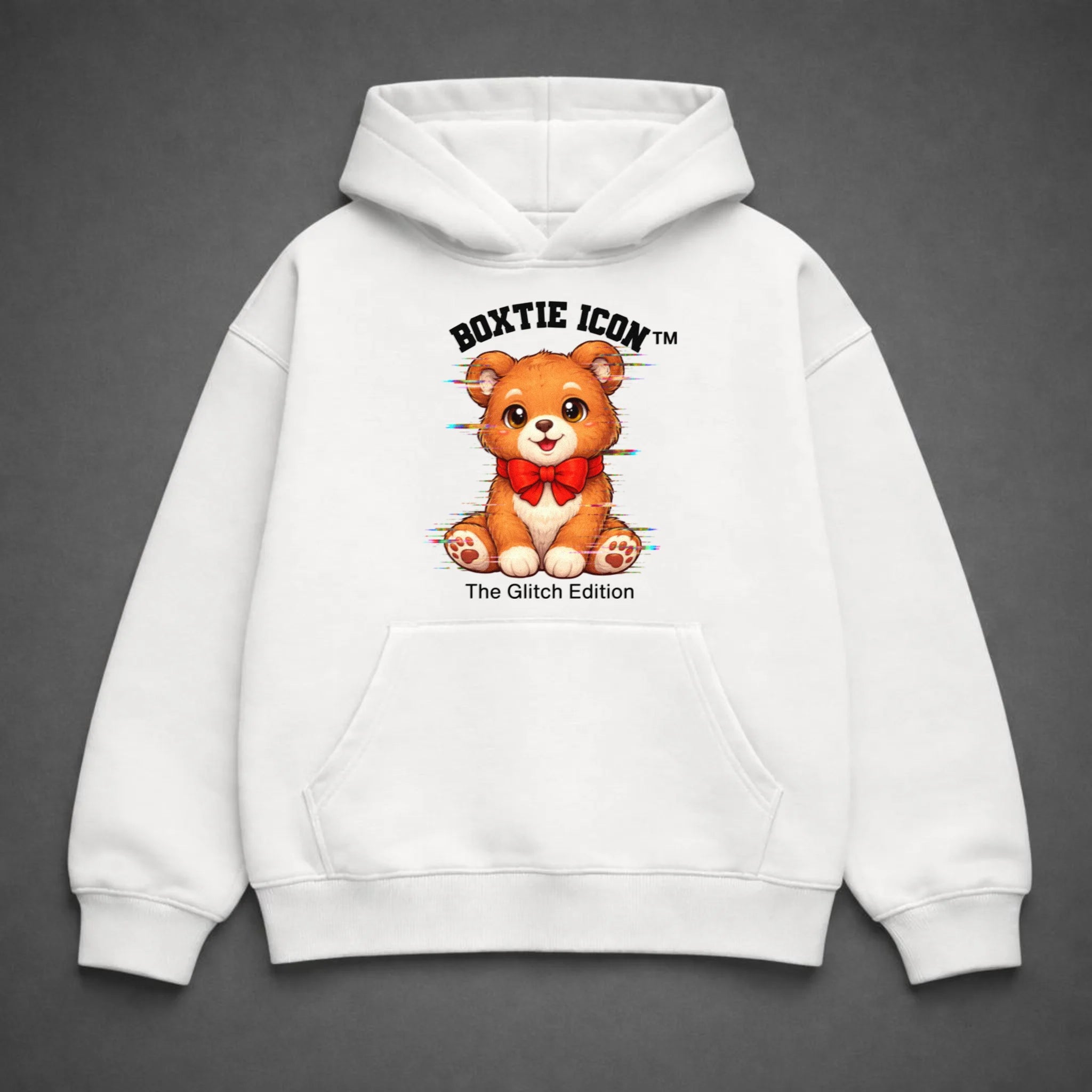 Boxtie Icon™ Bear — Premium Hoodie — White