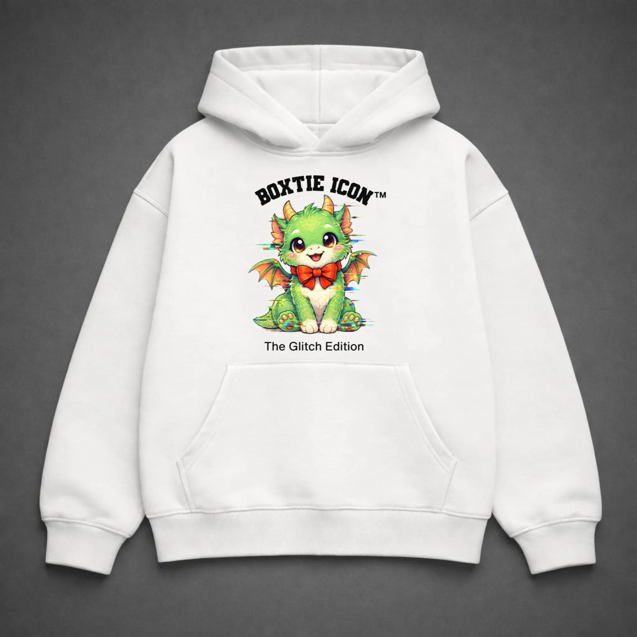 Boxtie Icon™ Dragon — Premium Hoodie — White