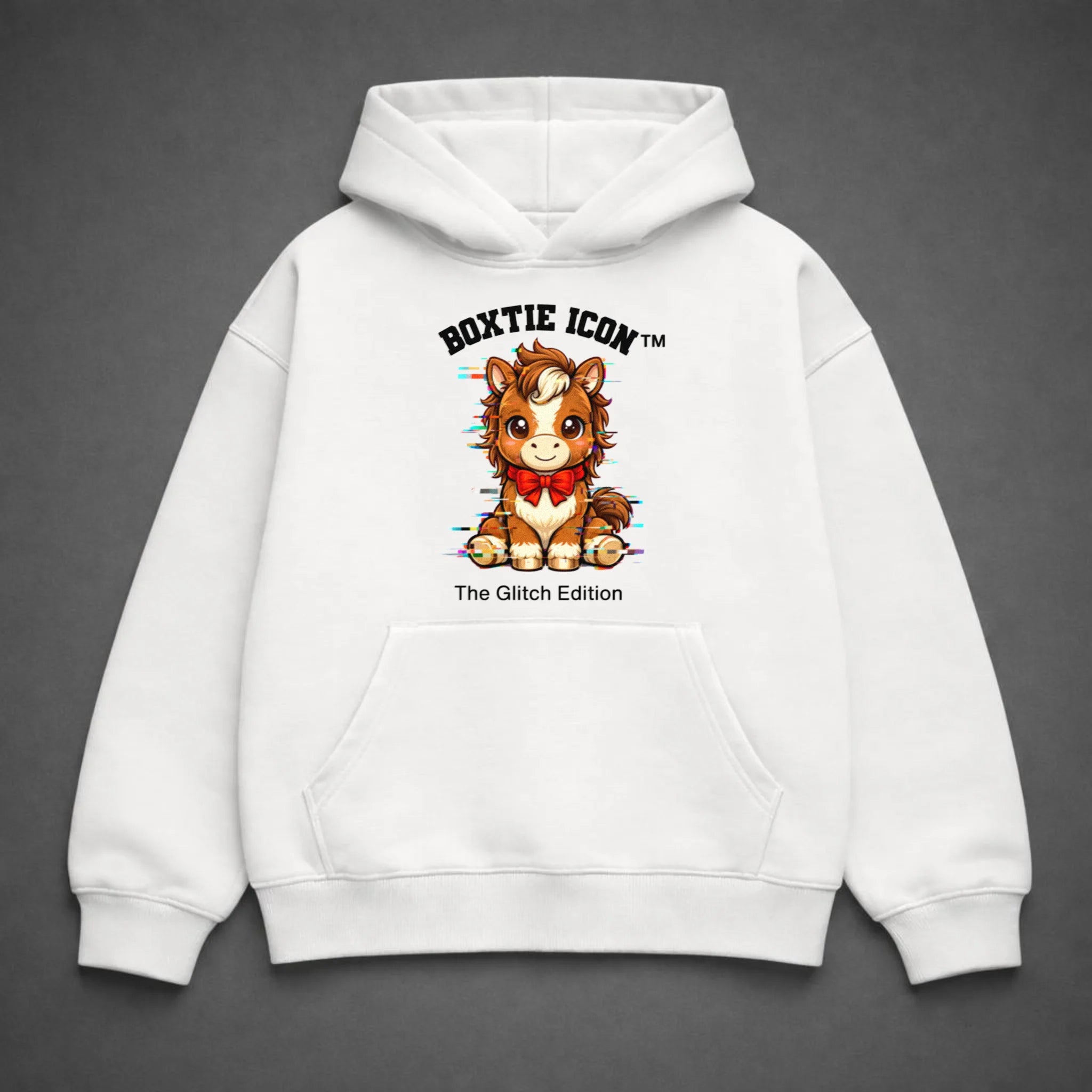 Boxtie Icon™ Horse — Premium Hoodie — White