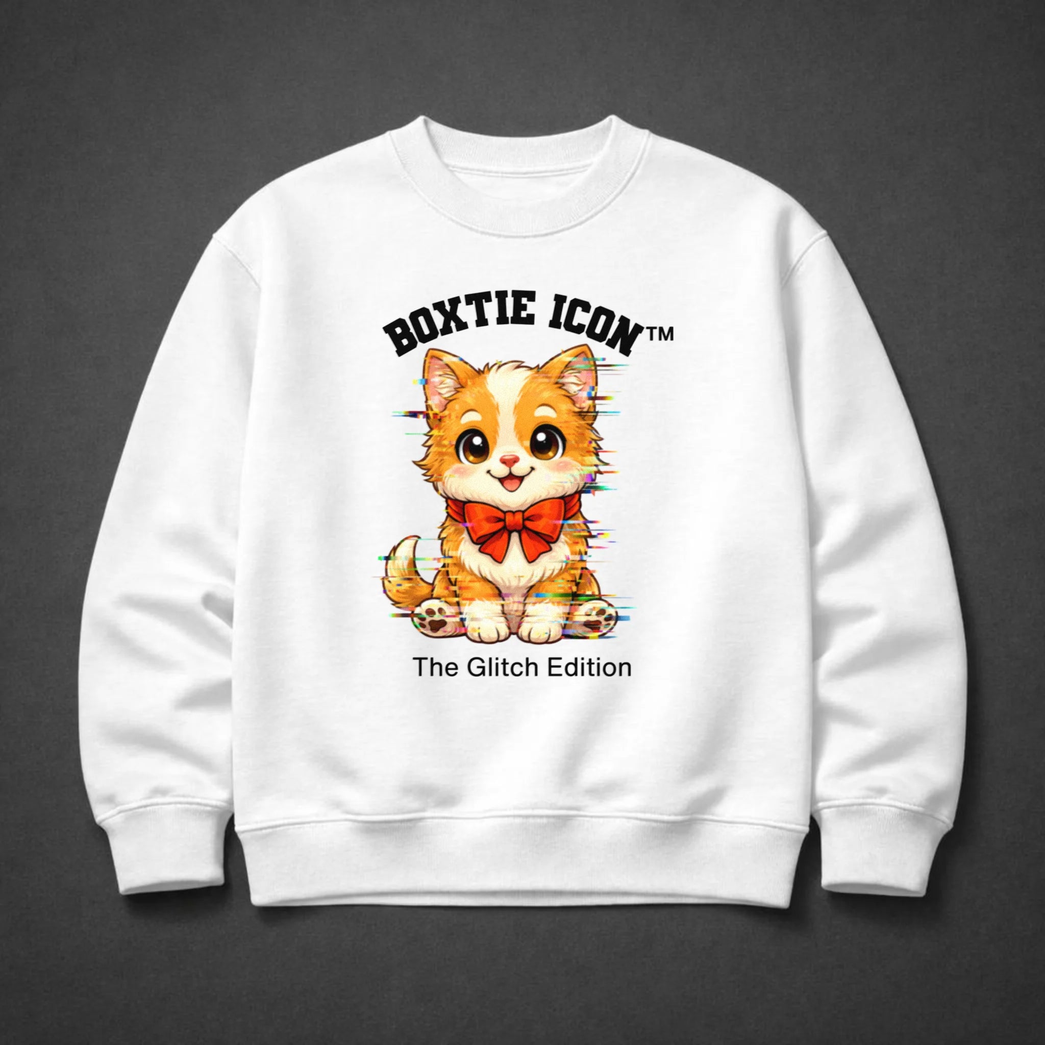 Boxtie Icon™ Cat — Premium Sweatshirt — White