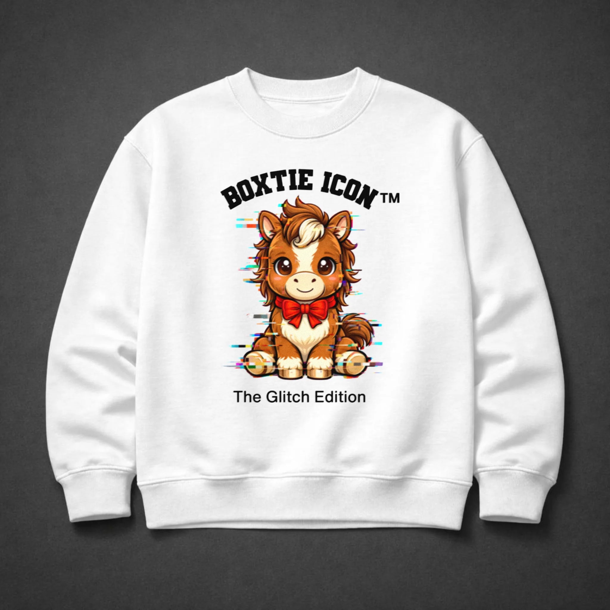 Boxtie Icon™ Horse — Premium Sweatshirt — White